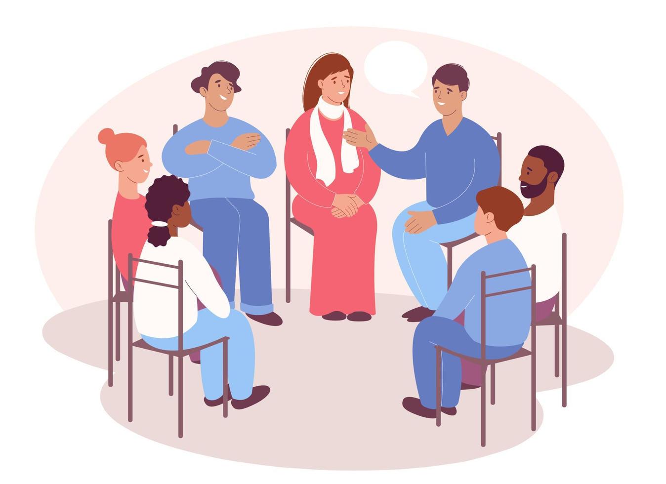 Sesión grupal en programa terapéutico de deshabituación con profesional clínico