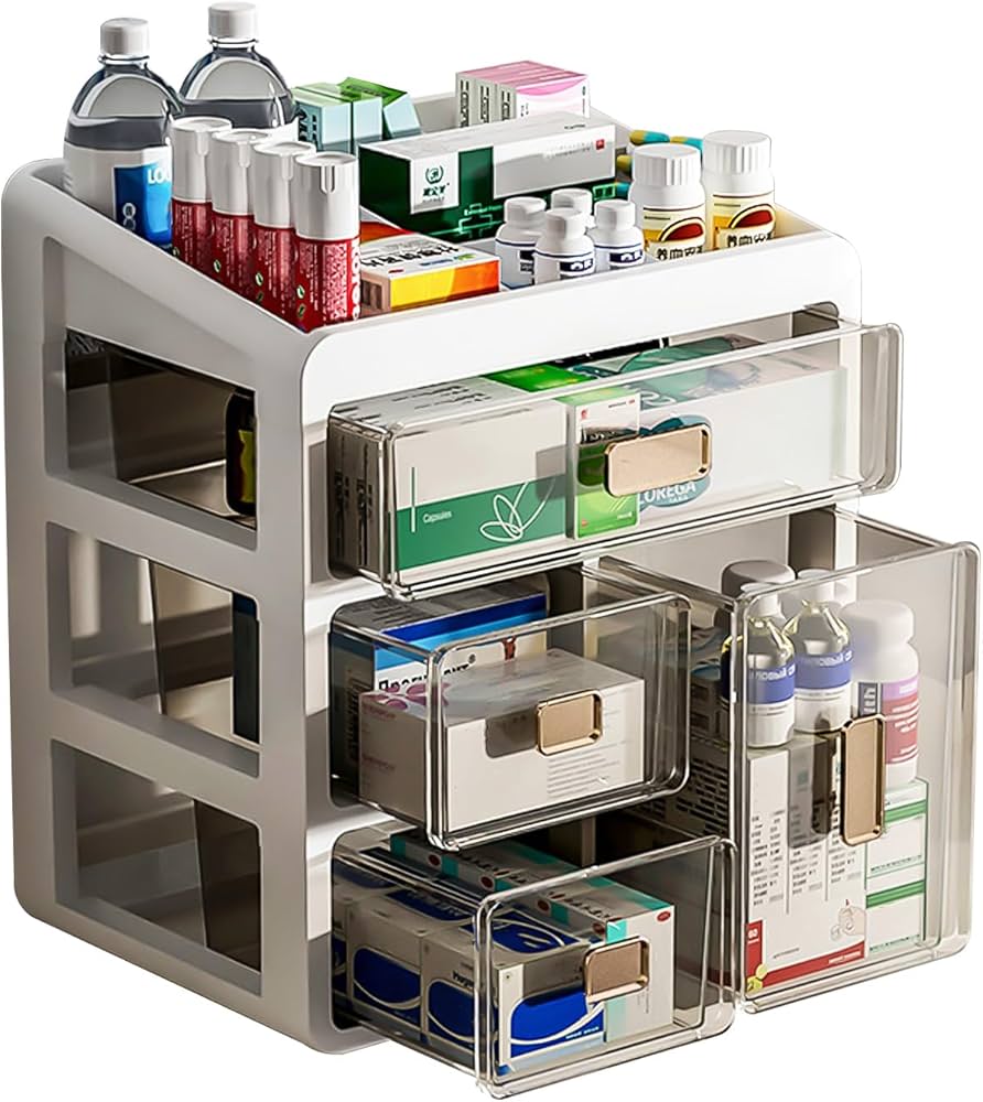 Medicación con receta en estantería doméstica dependencia farmacológica
